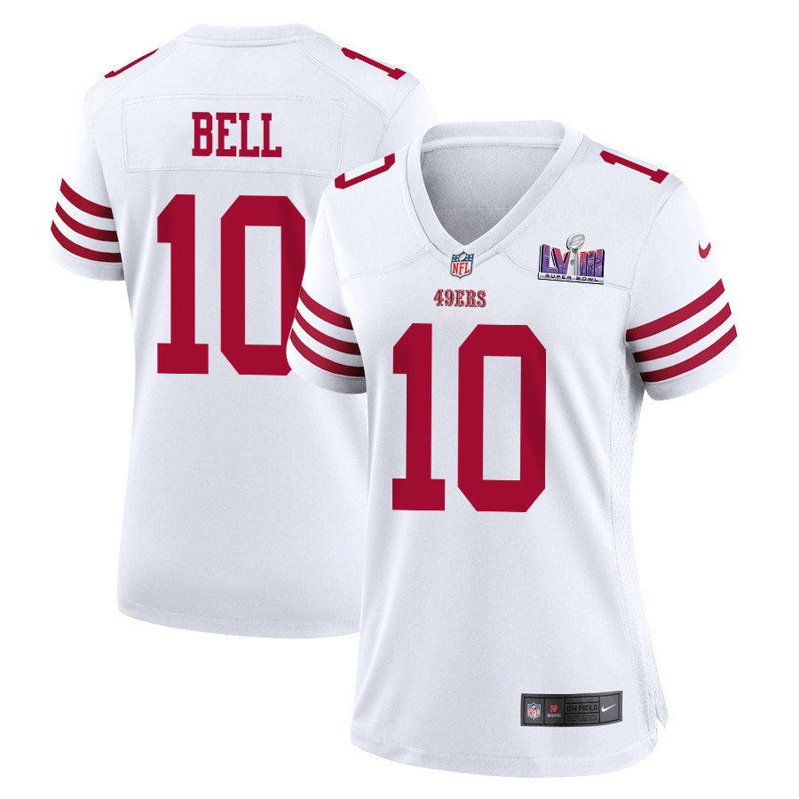 Ronnie Bell 10 San Francisco 49ers Super Bowl LVIII Patch Game Women Jersey - White