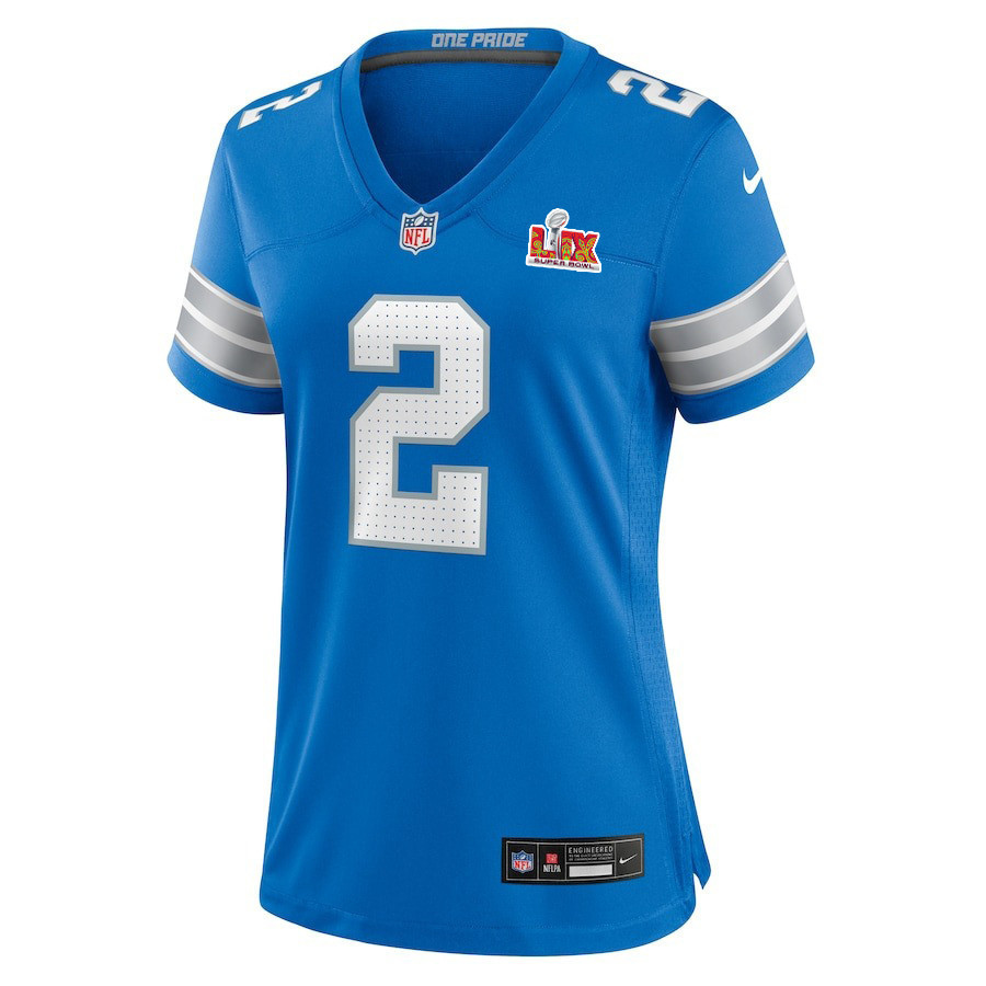 Hendon Hooker #2 Detroit Lions Super Bowl LIX Women's Jersey - Blue