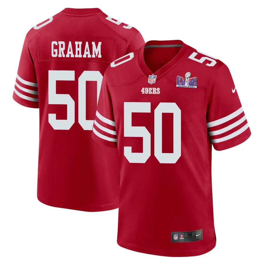 Jalen Graham 50 San Francisco 49ers Super Bowl LVIII Patch Game Men Jersey - Scarlet