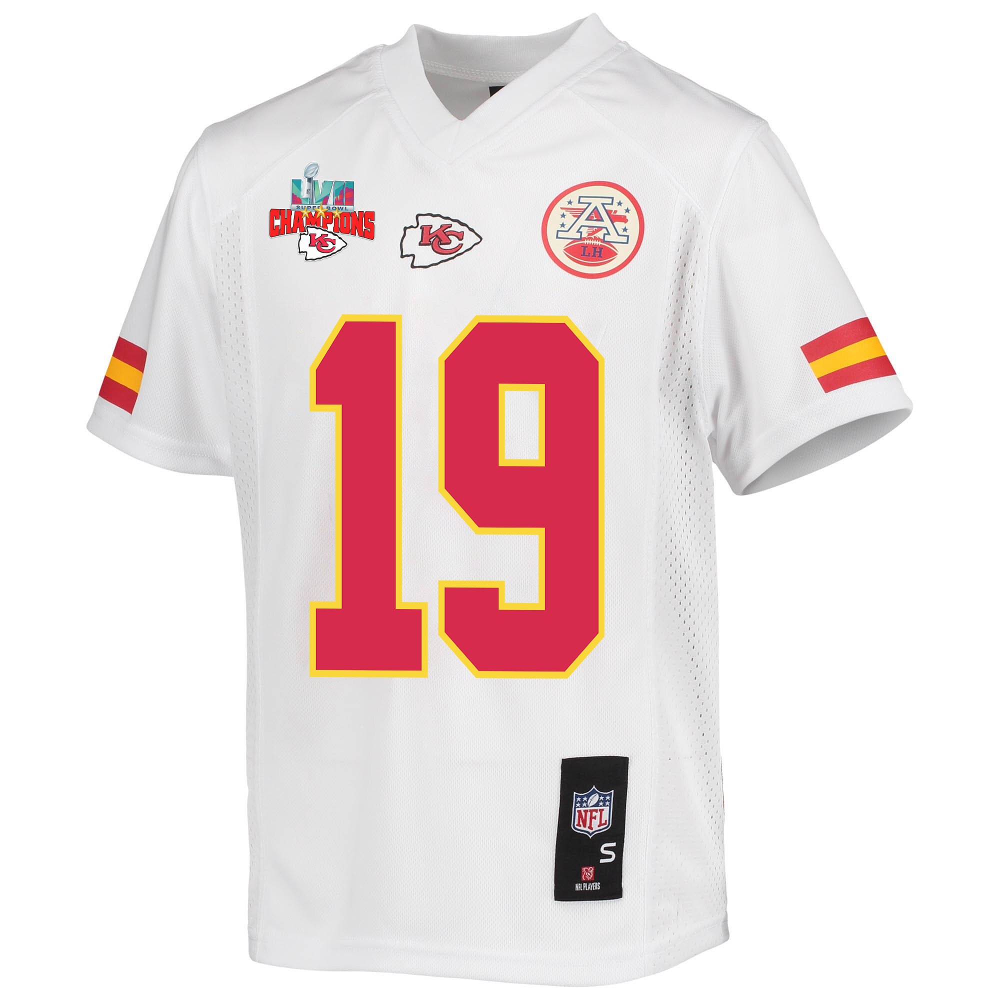 Kadarius Toney 19 Kansas City Chiefs Super Bowl LVII Champions 3 Stars Youth Game Jersey - White