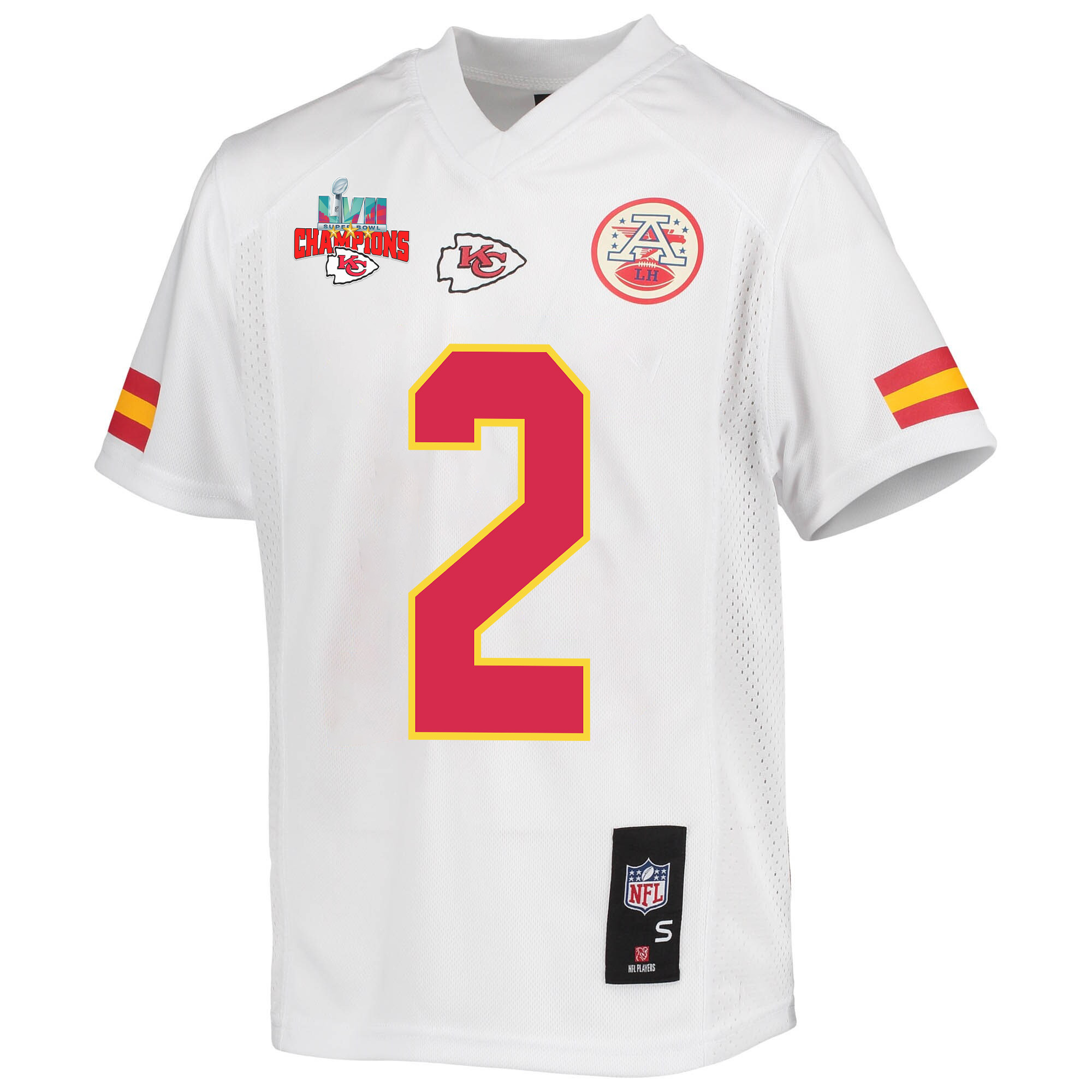 Ronald Jones 2 Kansas City Chiefs Super Bowl LVII Champions 3 Stars Youth Game Jersey - White