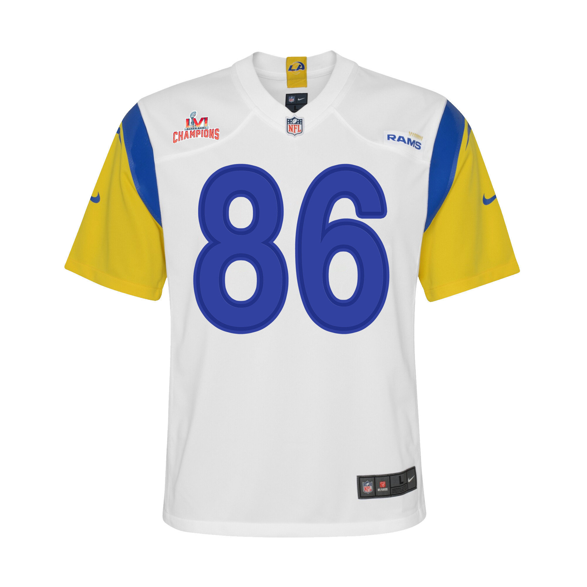 Super Bowl LVI Champions Los Angeles Rams Kendall Blanton 86 White Youth's Jersey Jersey