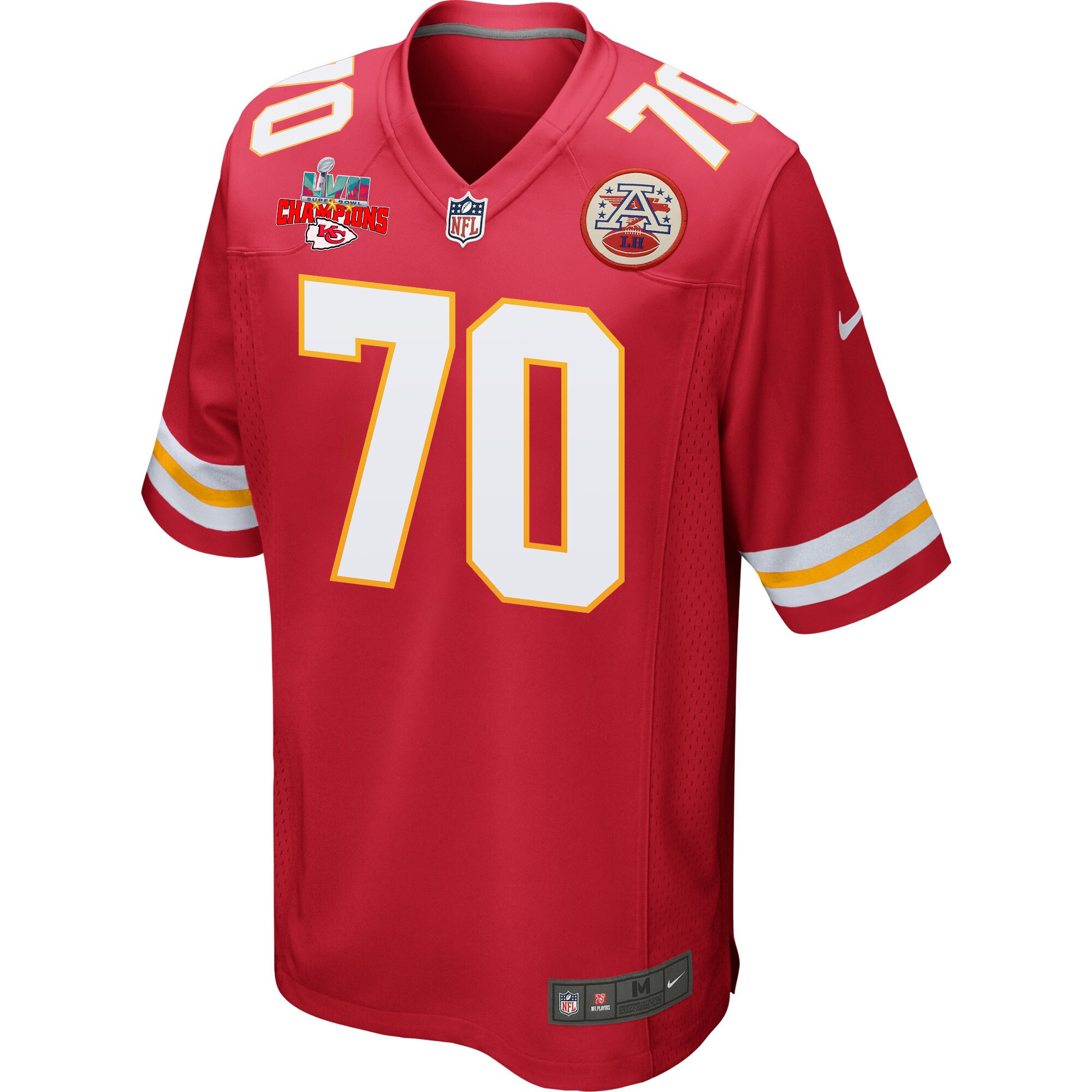 Prince Tega Wanogho 70 Kansas City Chiefs Super Bowl LVII Champions 3 Stars Men Game Jersey - Red