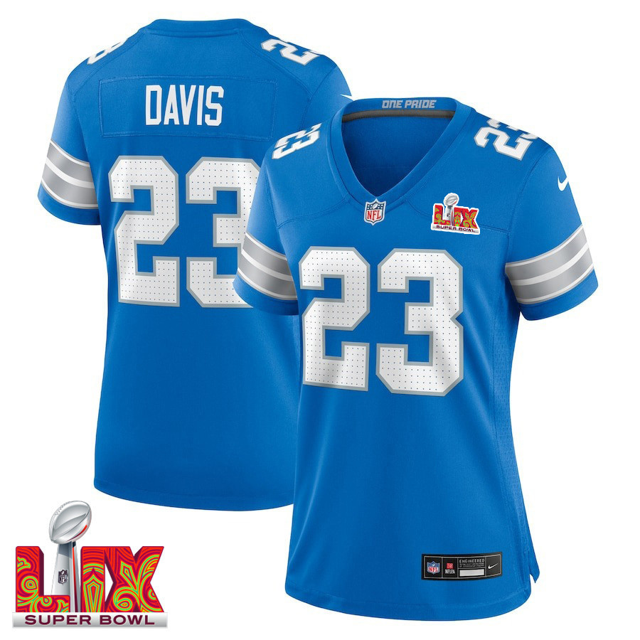 Carlton Davis #23 Detroit Lions Super Bowl LIX Women's Jersey - Blue