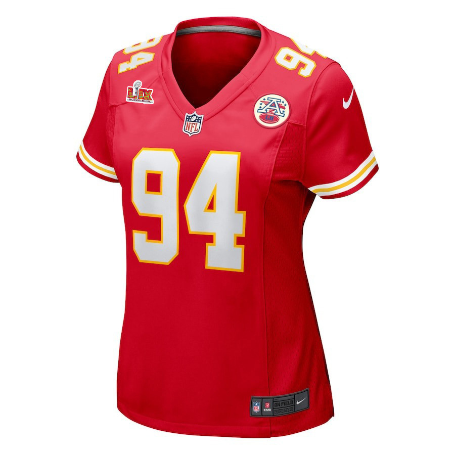 Malik Herring #94 Kansas City Chiefs Super Bowl LIX Women's Jersey - Red