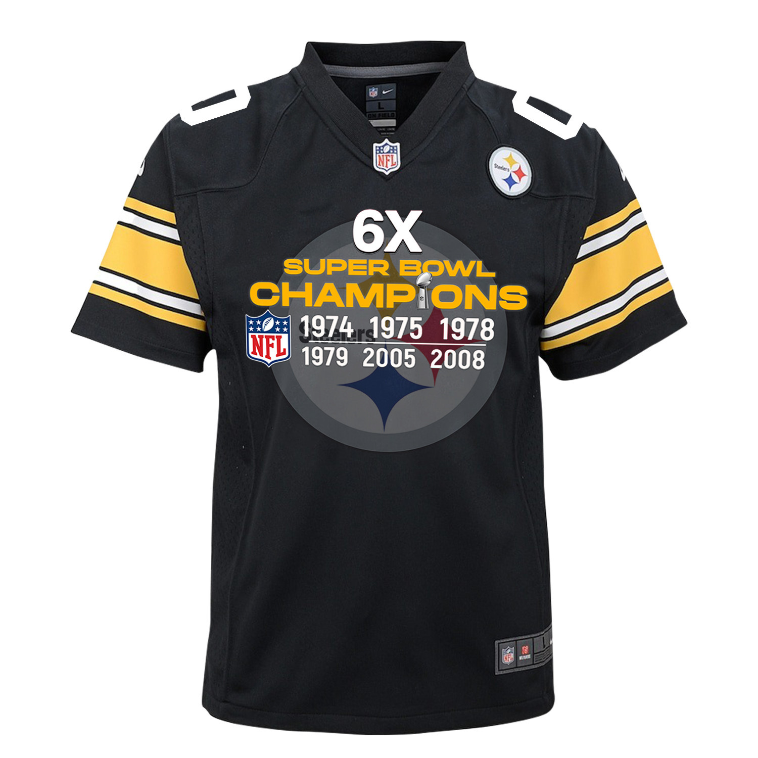 Pittsburgh Steelers 6X Super Bowl Champions Jersey - Youth, Black