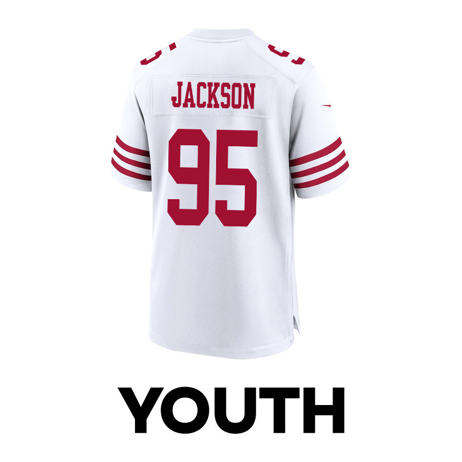 Drake Jackson 95 San Francisco 49ers Super Bowl LVIII Patch Game YOUTH Jersey - White