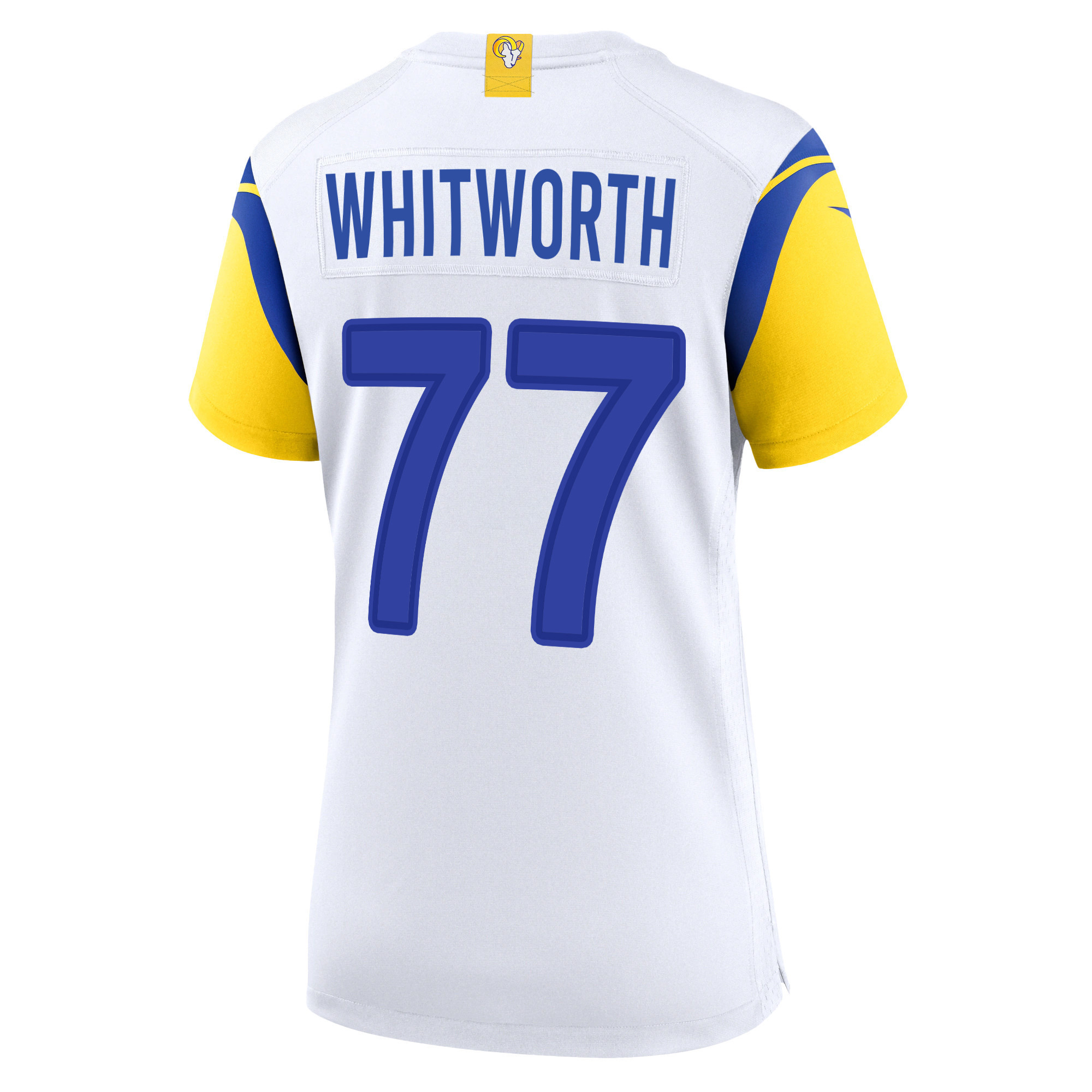 Super Bowl LVI Champions Los Angeles Rams Andrew Whitworth 77 White Women's Jersey Jersey