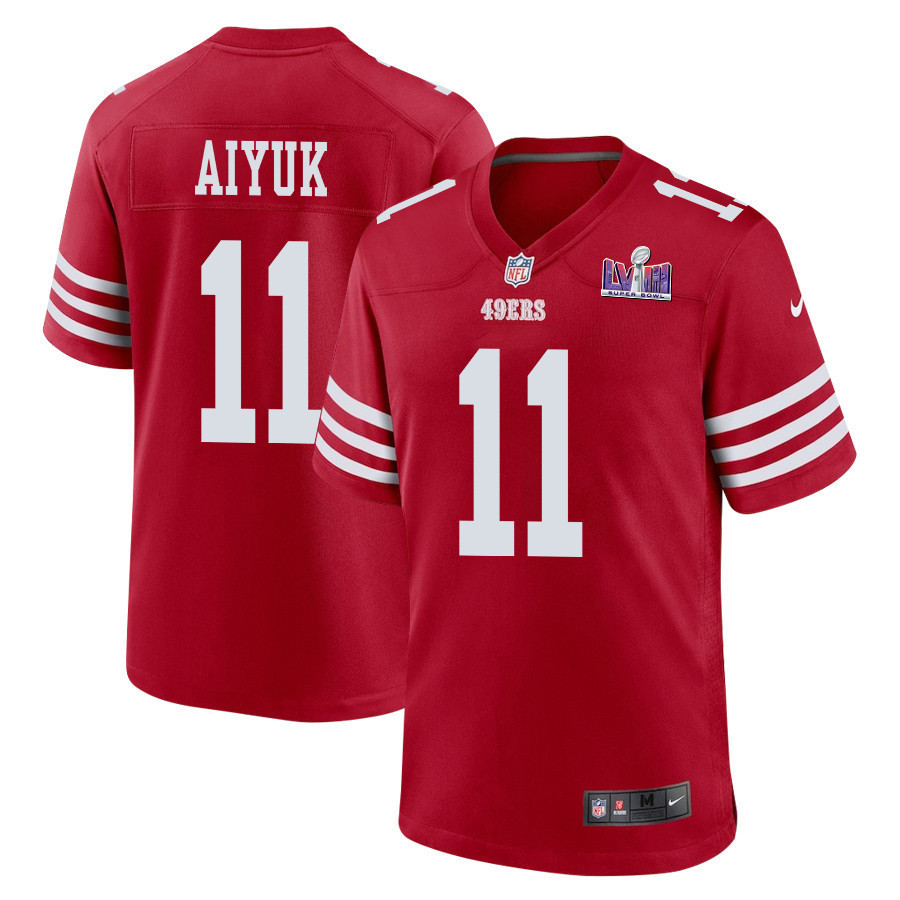 Brandon Aiyuk 11 San Francisco 49ers Super Bowl LVIII Patch Game Men Jersey - Scarlet