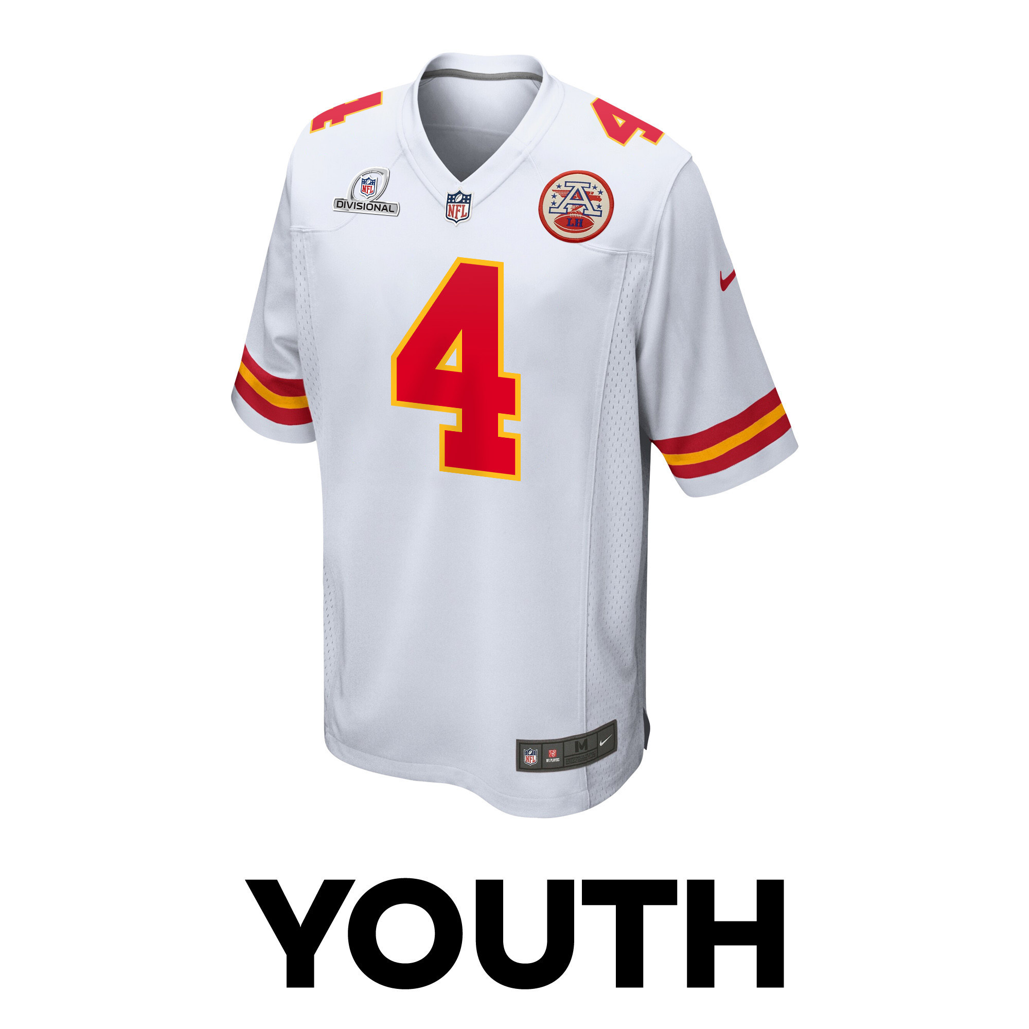 Rashee Rice 4 Kansas City Chiefs Super Bowl LVIII Patch Game YOUTH Jersey - White