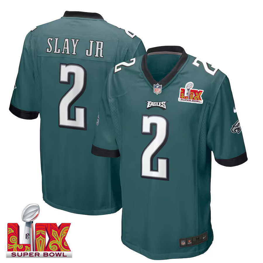Darius Slay Jr. #2 Philadelphia Eagles Super Bowl LIX YOUTH Jersey - Midnight Green