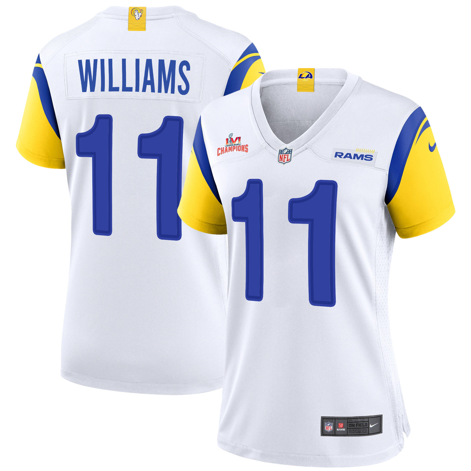 Super Bowl LVI Champions Los Angeles Rams Darious Williams 11 White Women's Jersey Jersey