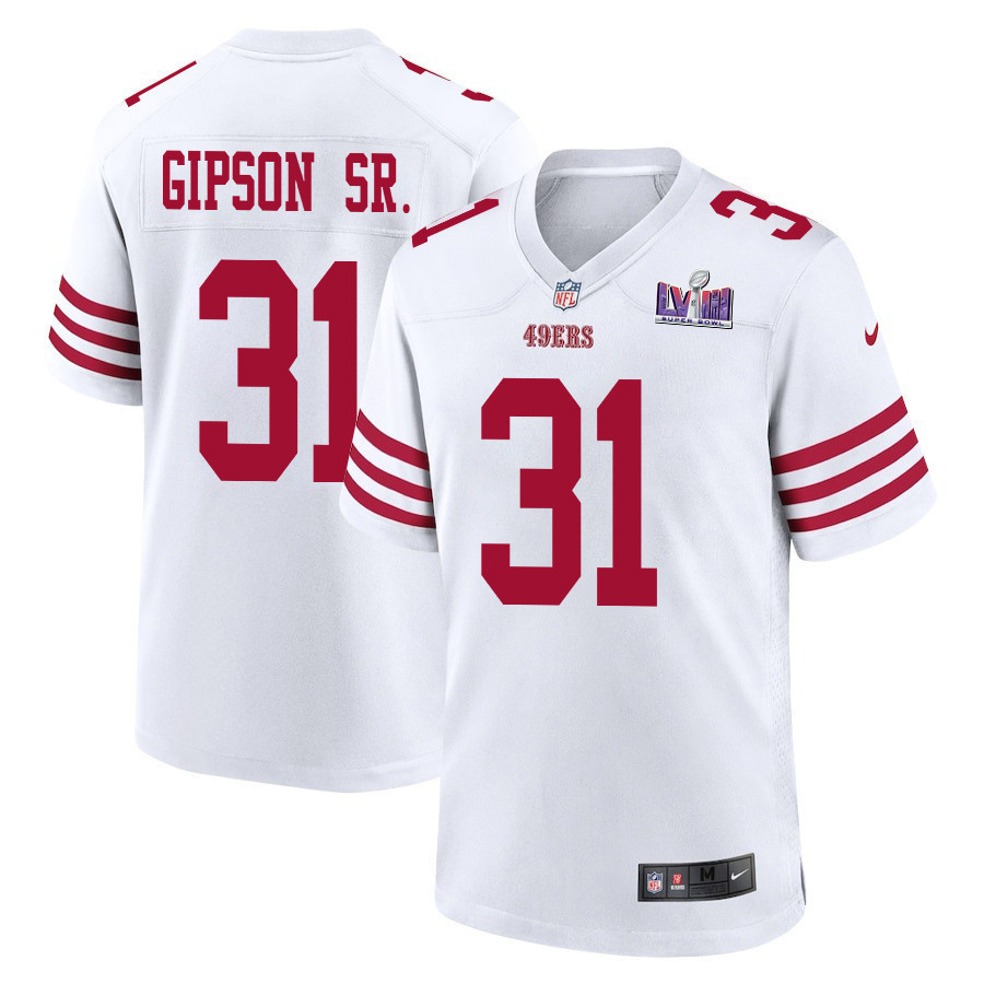 Tashaun Gipson Sr. 31 San Francisco 49ers Super Bowl LVIII Patch Game Men Jersey - White