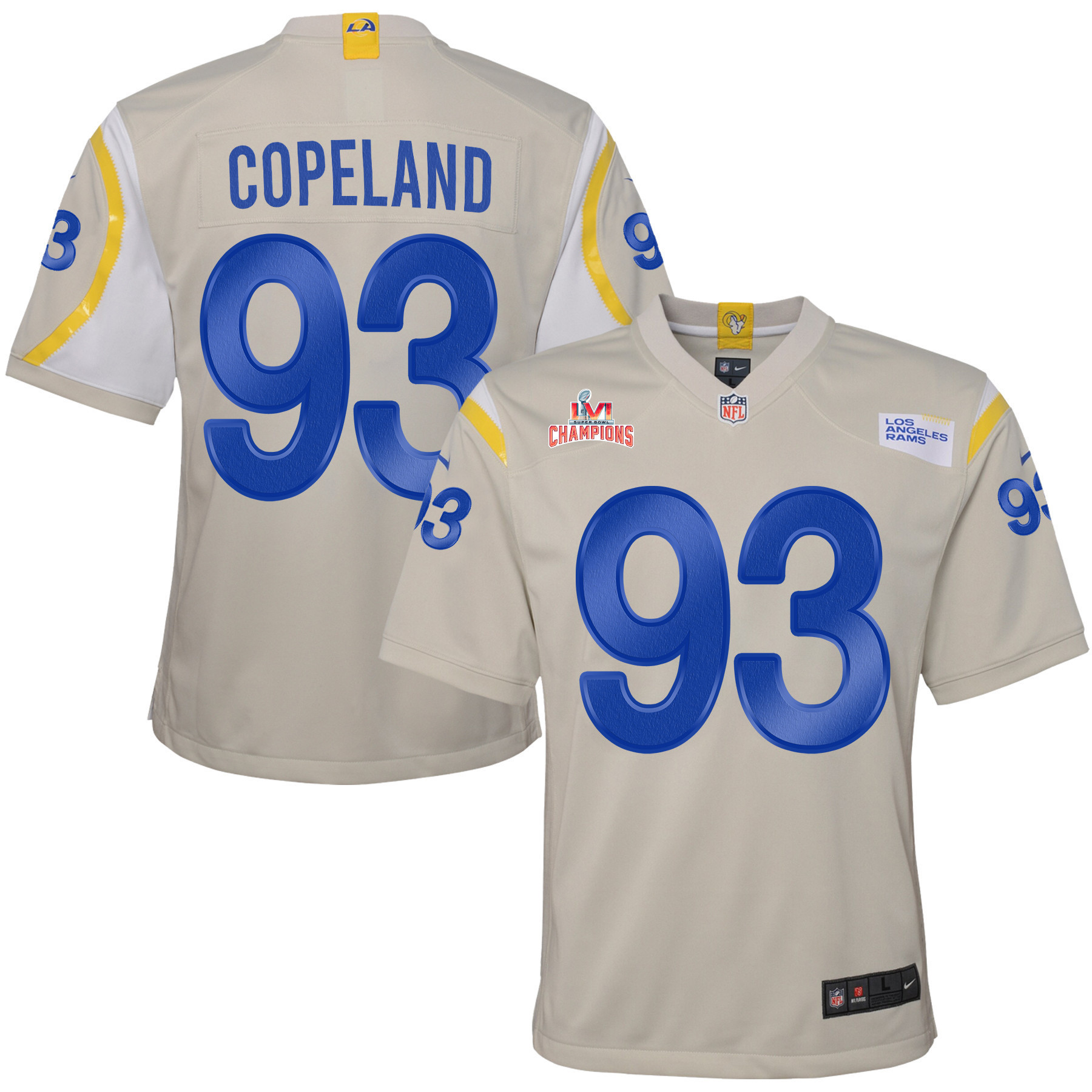 Super Bowl LVI Champions Los Angeles Rams Marquise Copeland 93 Bone Youth's Jersey Jersey