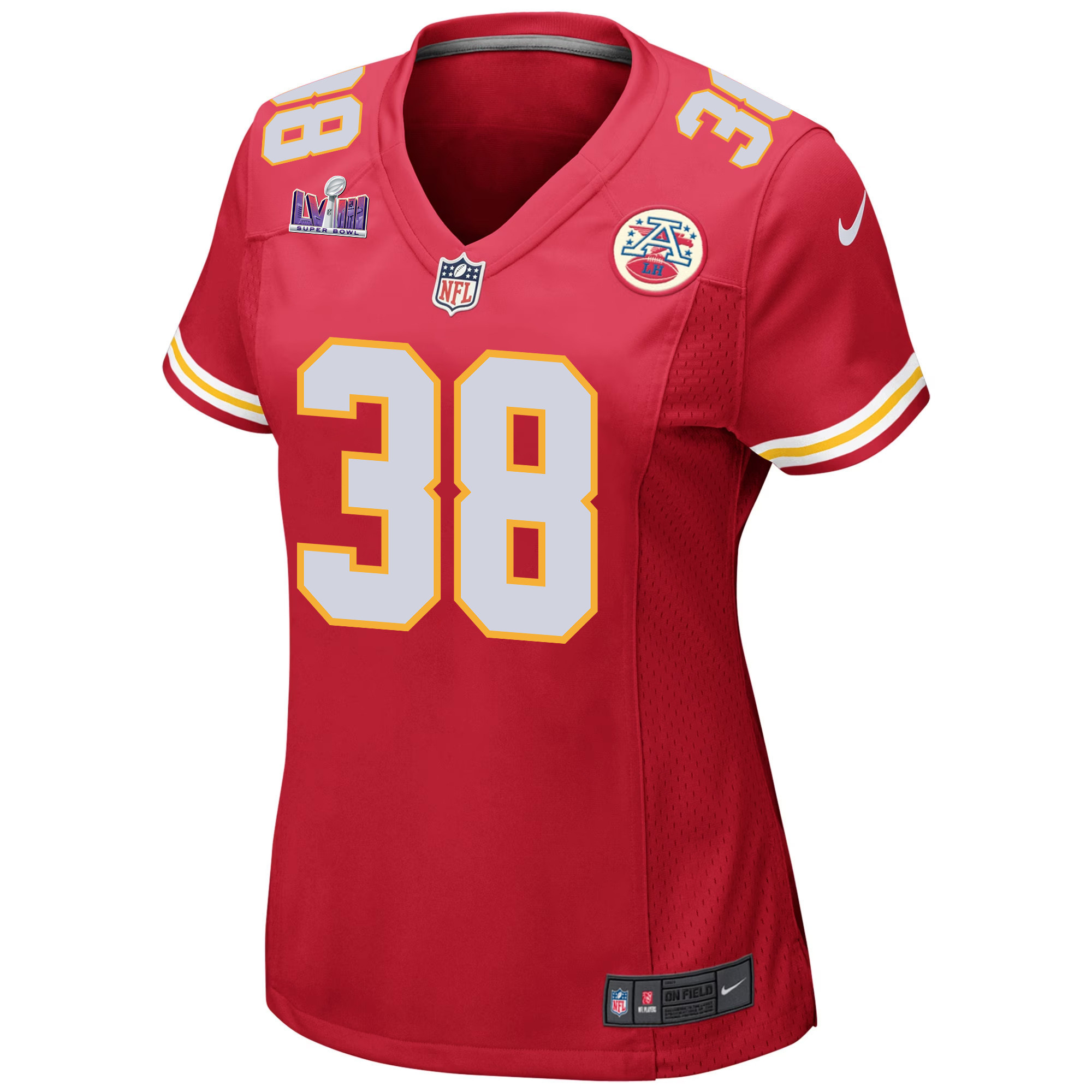 L'Jarius Sneed 38 Kansas City Chiefs Super Bowl LVIII Patch Game Women Jersey - Red