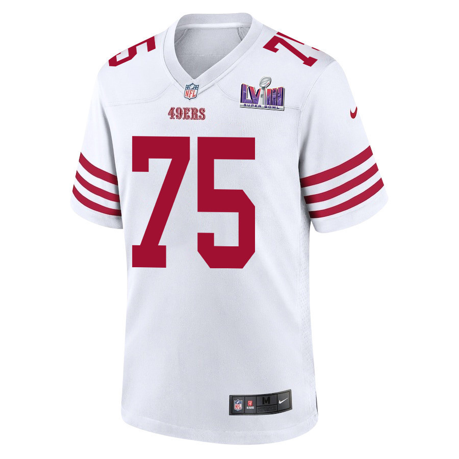 Matt Pryor 75 San Francisco 49ers Super Bowl LVIII Patch Game Men Jersey - White