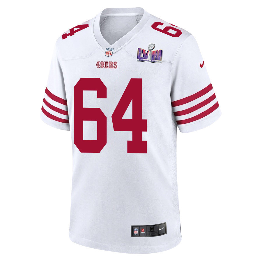Jake Brendel 64 San Francisco 49ers Super Bowl LVIII Patch Game Men Jersey - White