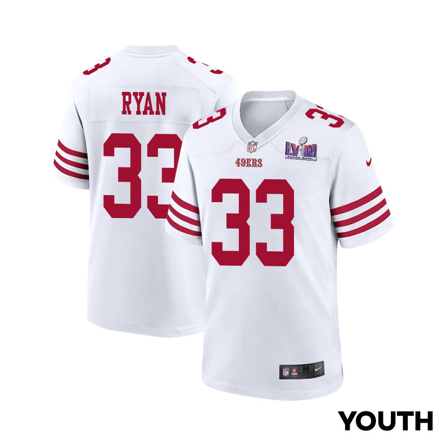 Logan Ryan 33 San Francisco 49ers Super Bowl LVIII Patch Game YOUTH Jersey - White