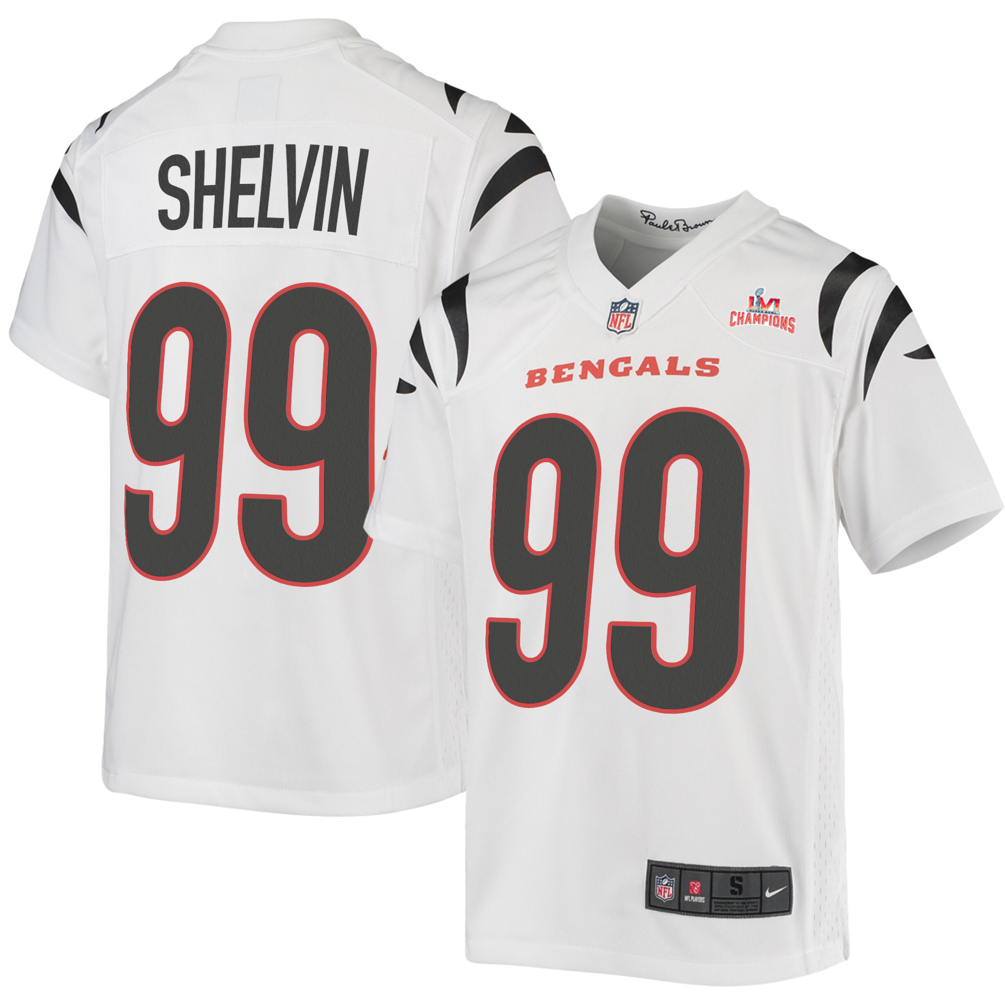 Super Bowl LVI Champions Cincinnati Bengals Tyler Shelvin 99 White Youth's Jersey Jersey