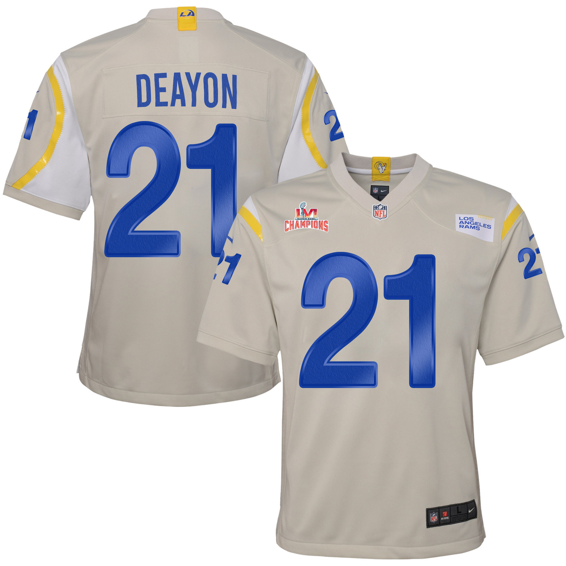 Super Bowl LVI Champions Los Angeles Rams Dont'e Deayon 21 Bone Youth's Jersey Jersey