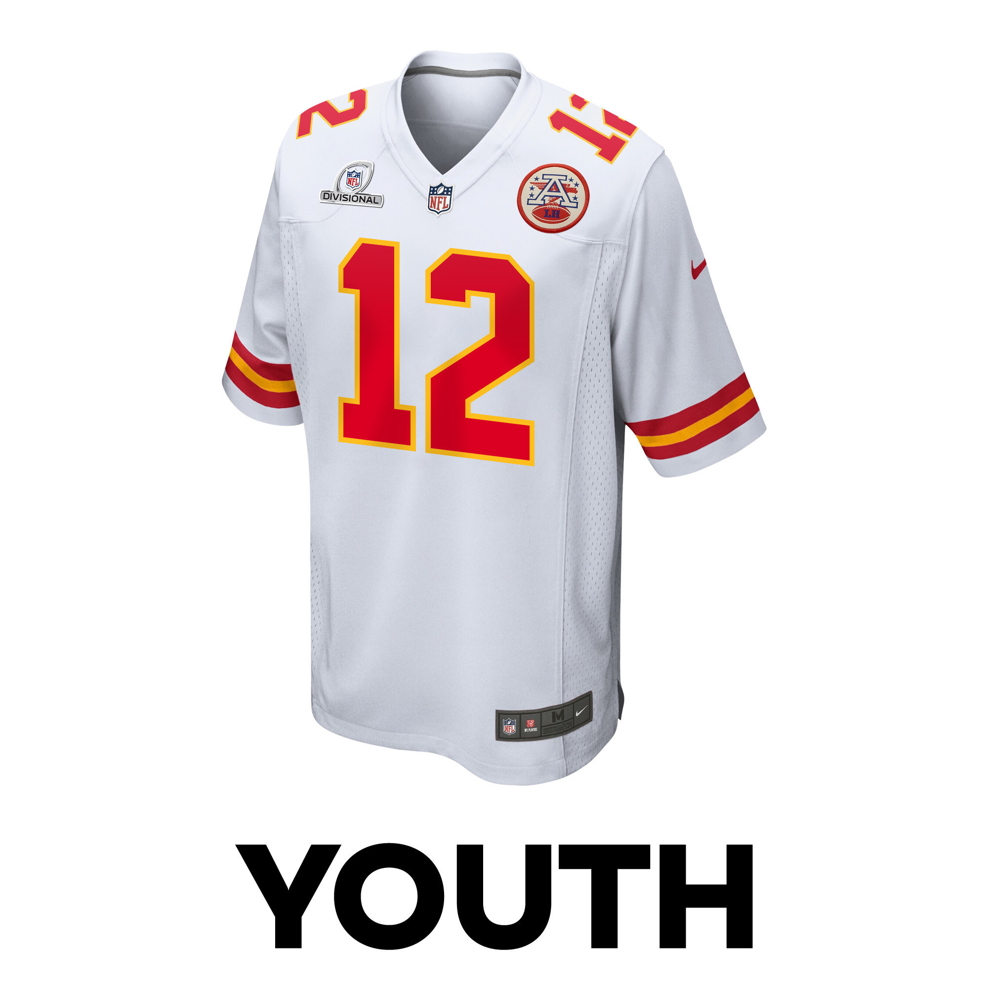 Mecole Hardman 12 Kansas City Chiefs Super Bowl LVIII Patch Game YOUTH Jersey - White