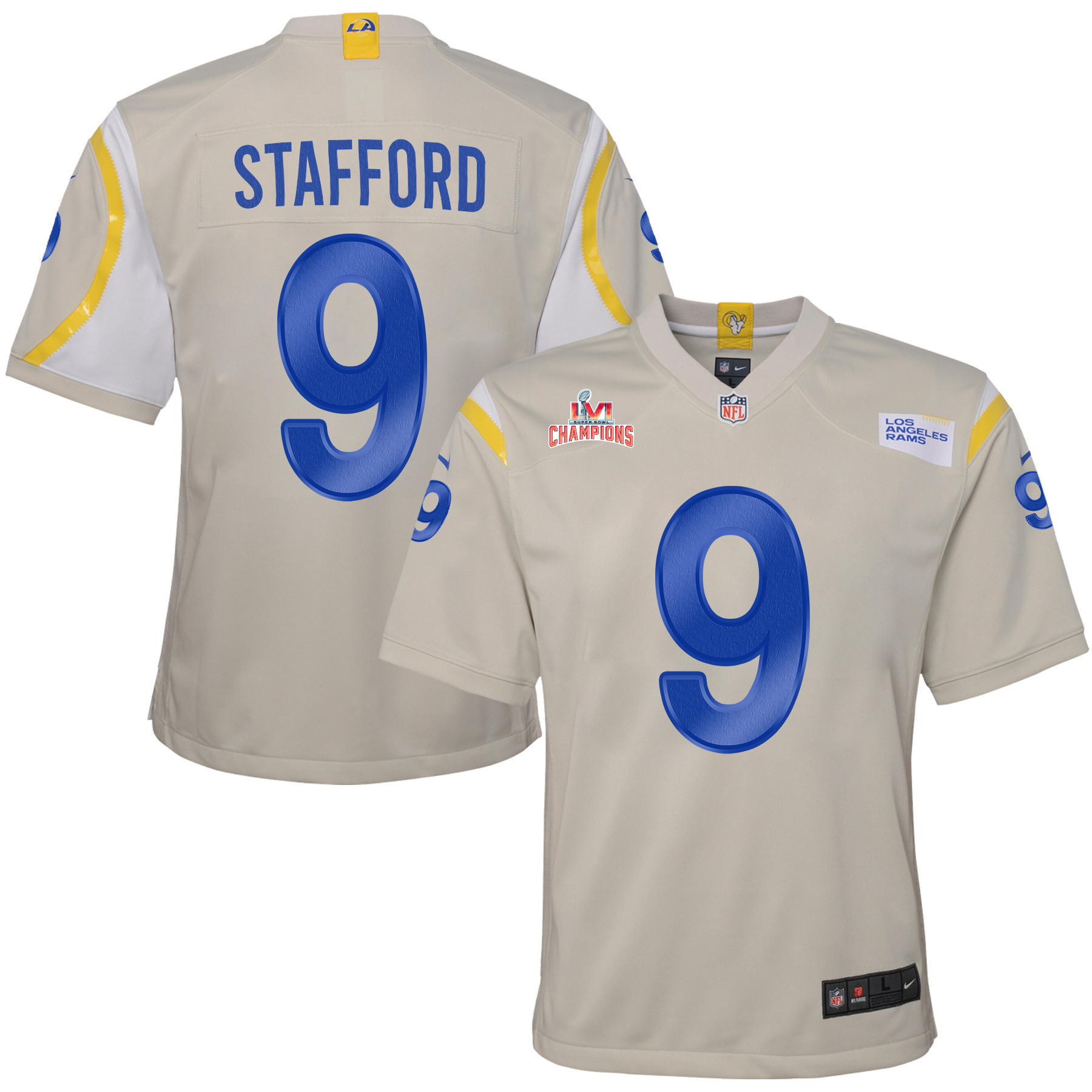 Super Bowl LVI Champions Los Angeles Rams Matthew Stafford 9 Bone Youth's Jersey Jersey