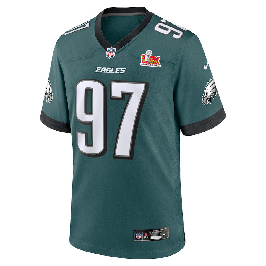 Moro Ojomo #97 Philadelphia Eagles Super Bowl LIX YOUTH Jersey - Midnight Green