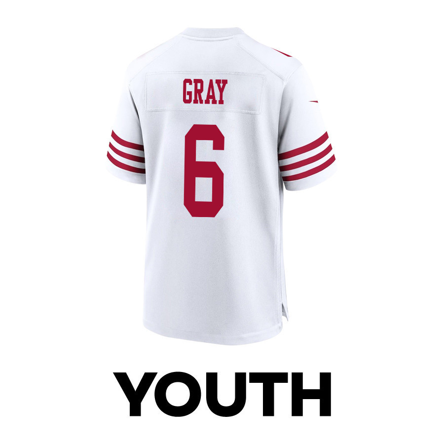 Danny Gray 6 San Francisco 49ers Super Bowl LVIII Patch Game YOUTH Jersey - White