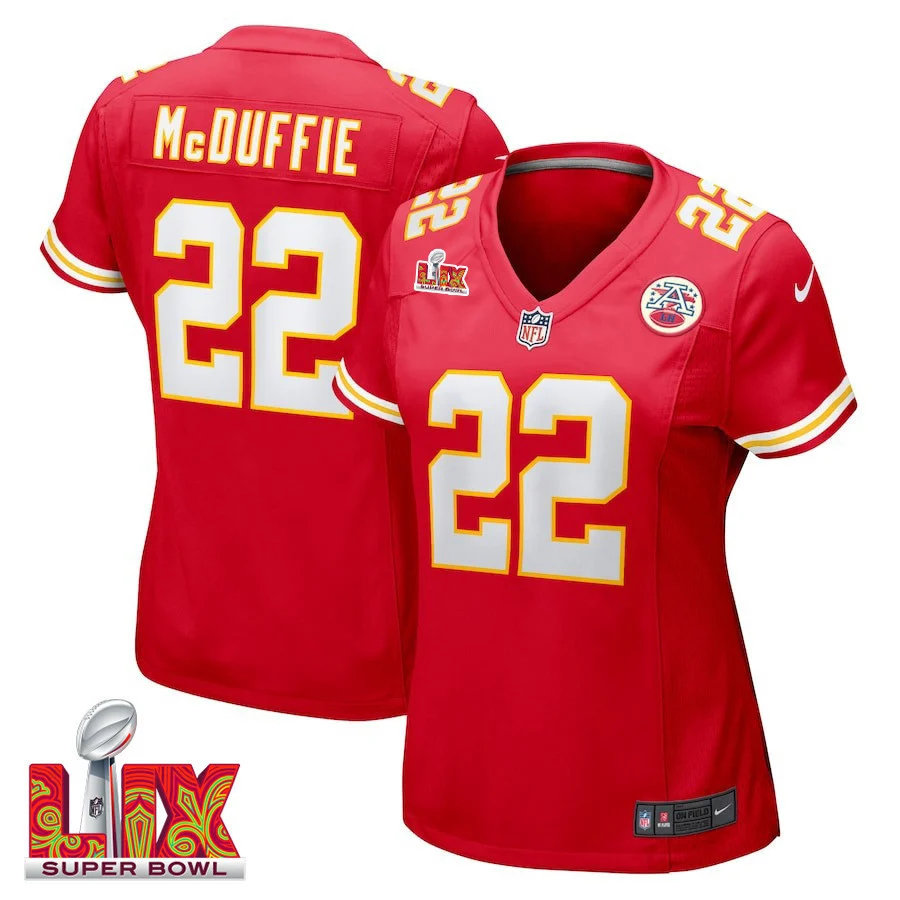 Trent McDuffie #22 Kansas City Chiefs Super Bowl LIX Women's Jersey - Red