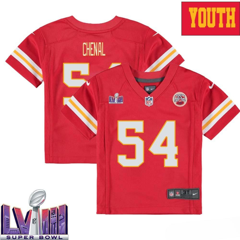 Leo Chenal 54 Kansas City Chiefs Super Bowl LVIII YOUTH Home Game Jersey - Red