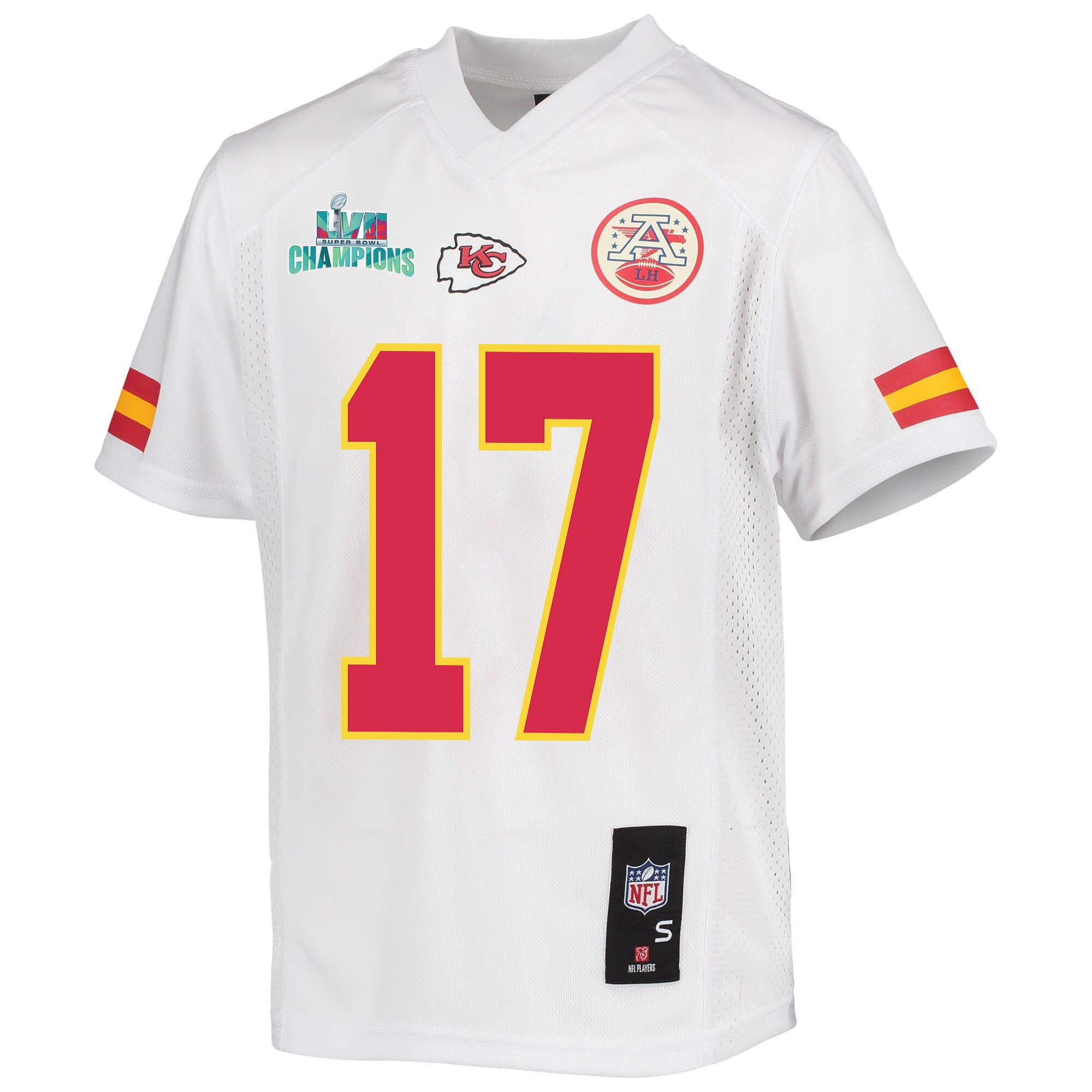 Mecole Hardman 17 Kansas City Chiefs Super Bowl LVII Champions Youth Game Jersey - White
