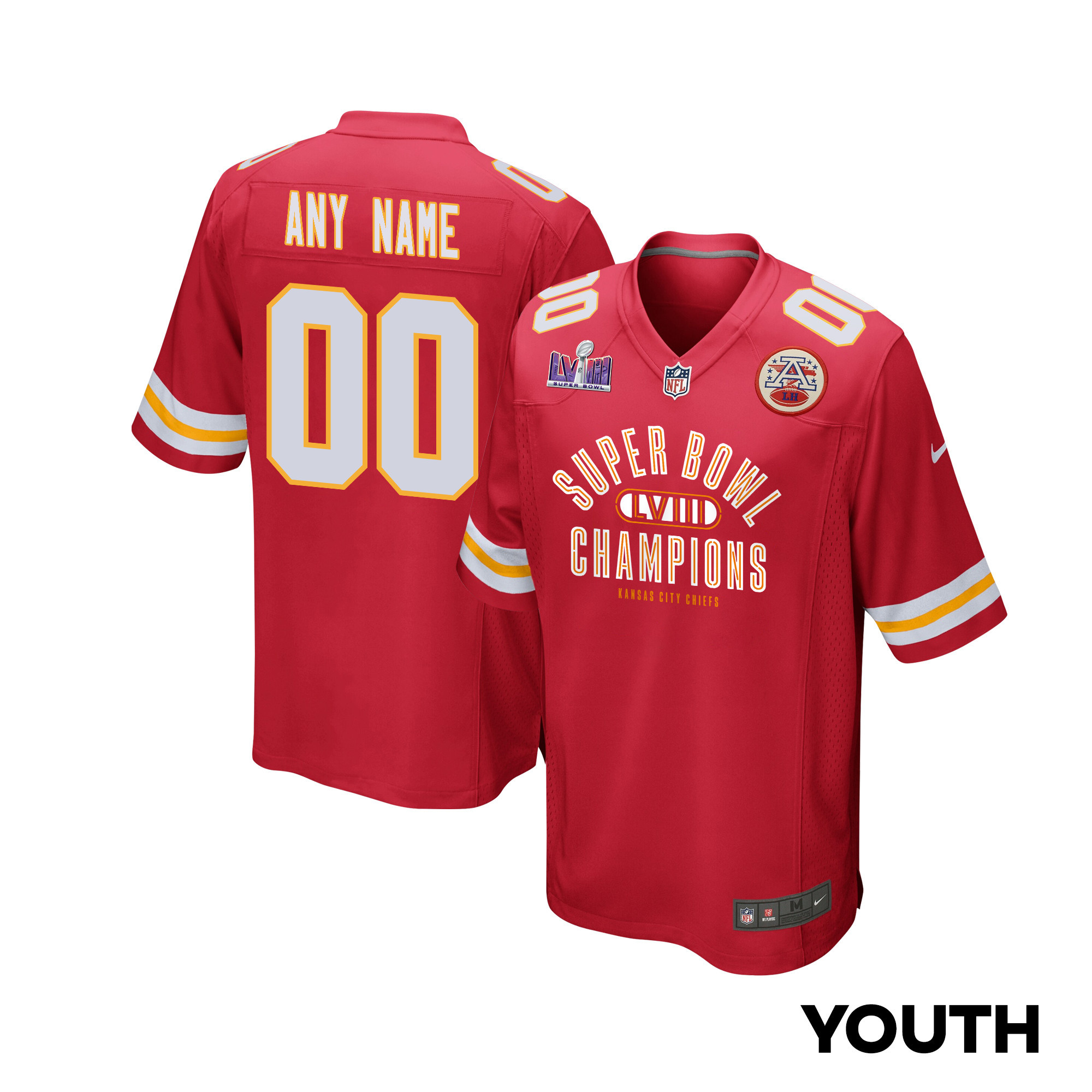 Kansas City Chiefs Super Bowl LVIII Champions Under The Lights Game YOUTH Jersey - Scarlet