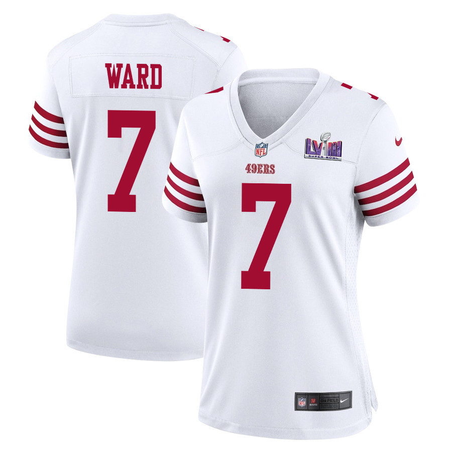 Charvarius Ward 7 San Francisco 49ers Super Bowl LVIII Patch Game Women Jersey - White