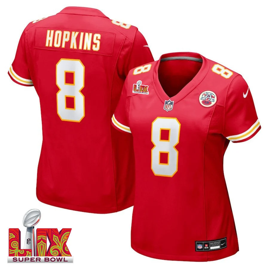 DeAndre Hopkins #8 Kansas City Chiefs Super Bowl LIX Women's Jersey - Red
