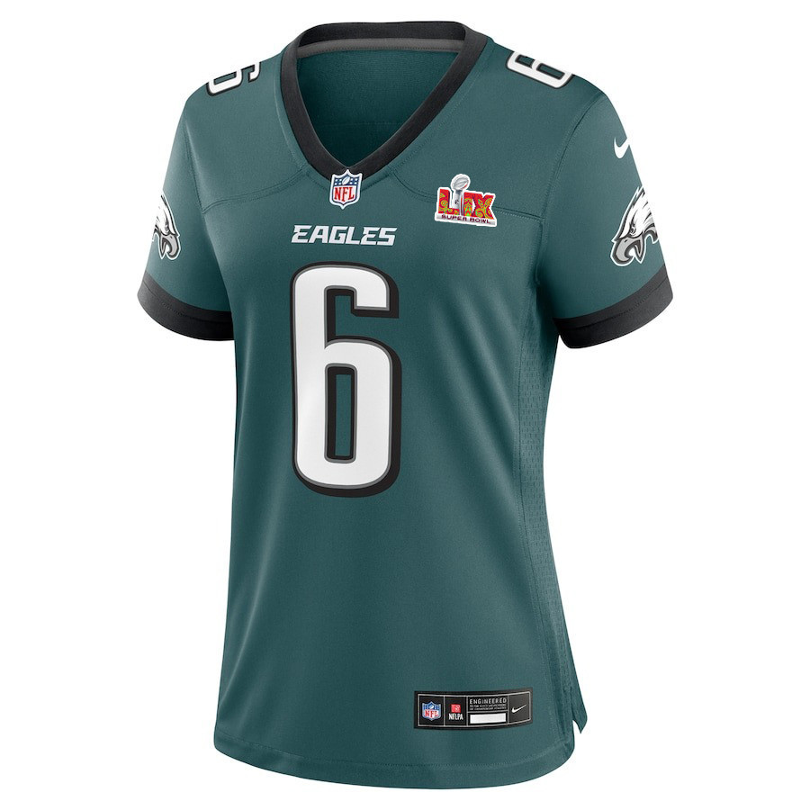 DeVonta Smith #6 Philadelphia Eagles Super Bowl LIX Women's Jersey - Midnight Green