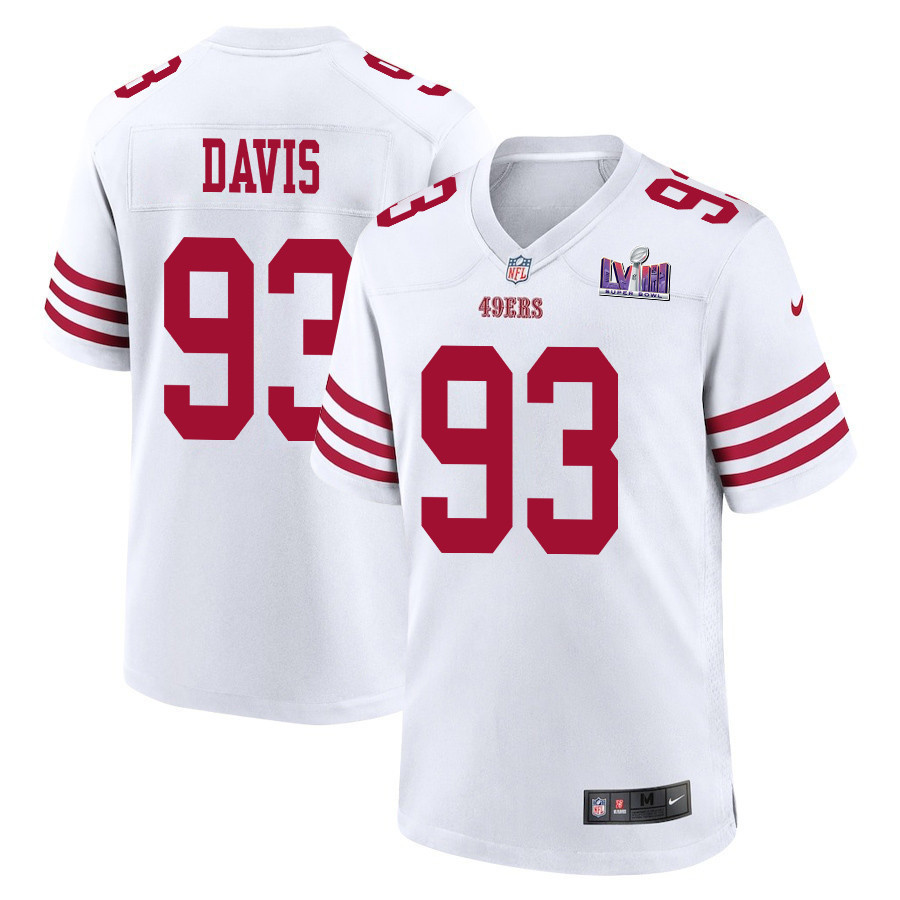 Kalia Davis 93 San Francisco 49ers Super Bowl LVIII Patch Game Men Jersey - White