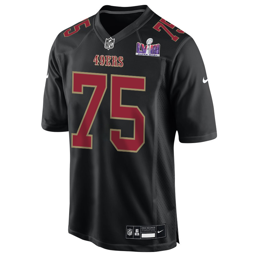 Matt Pryor 75 San Francisco 49ers Super Bowl LVIII Patch Fashion Game Men Jersey - Carbon Black