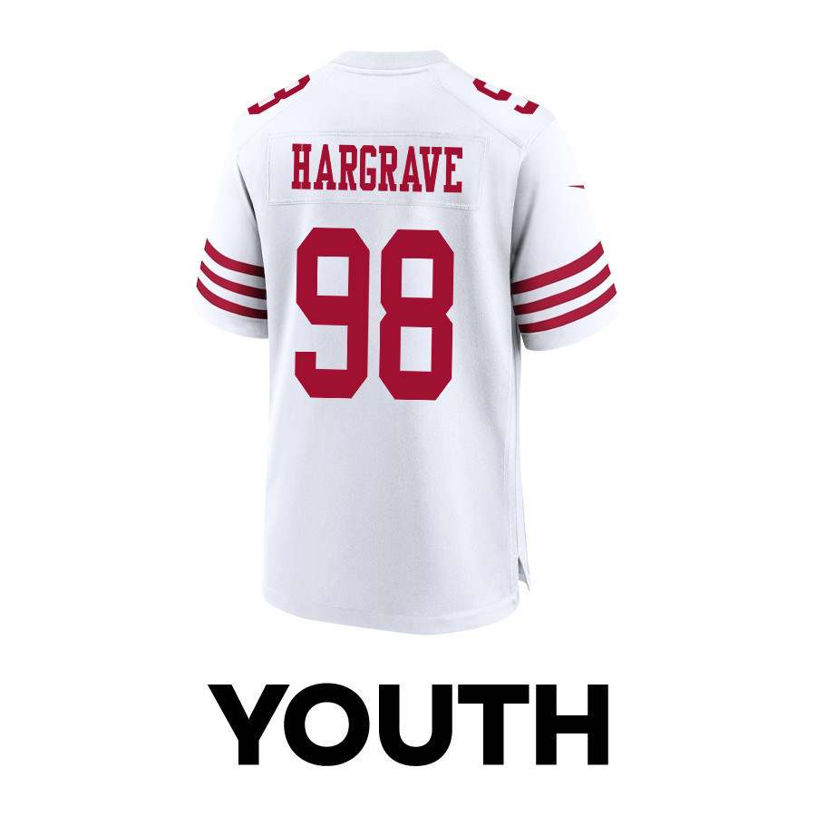 Javon Hargrave 98 San Francisco 49ers Super Bowl LVIII Patch Game YOUTH Jersey - White