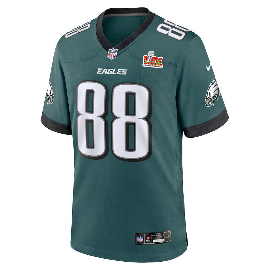 Dallas Goedert #88 Philadelphia Eagles Super Bowl LIX Jersey - Men's - Midnight Green