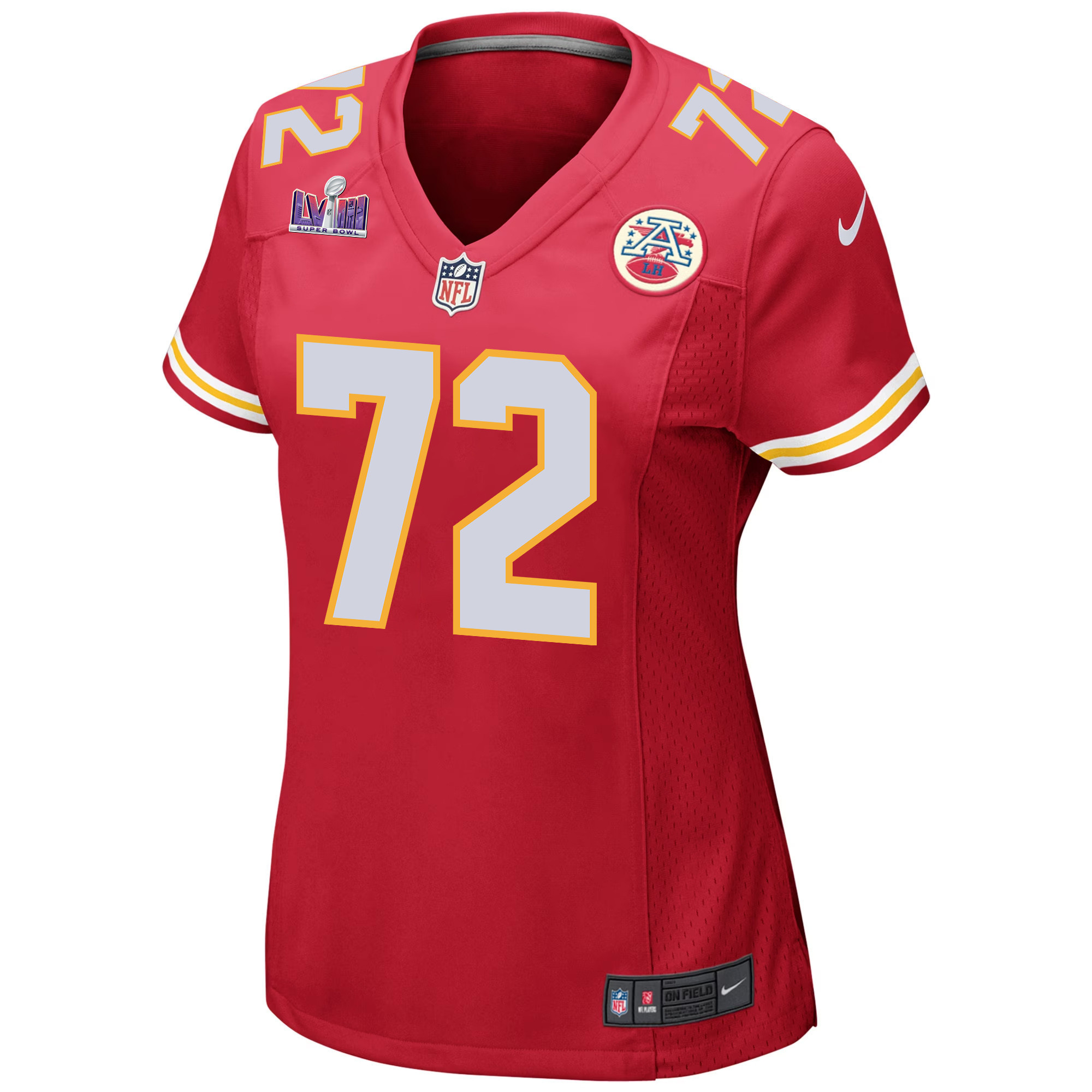 Chukwuebuka Godrick 72 Kansas City Chiefs Super Bowl LVIII Patch Game Women Jersey - Red