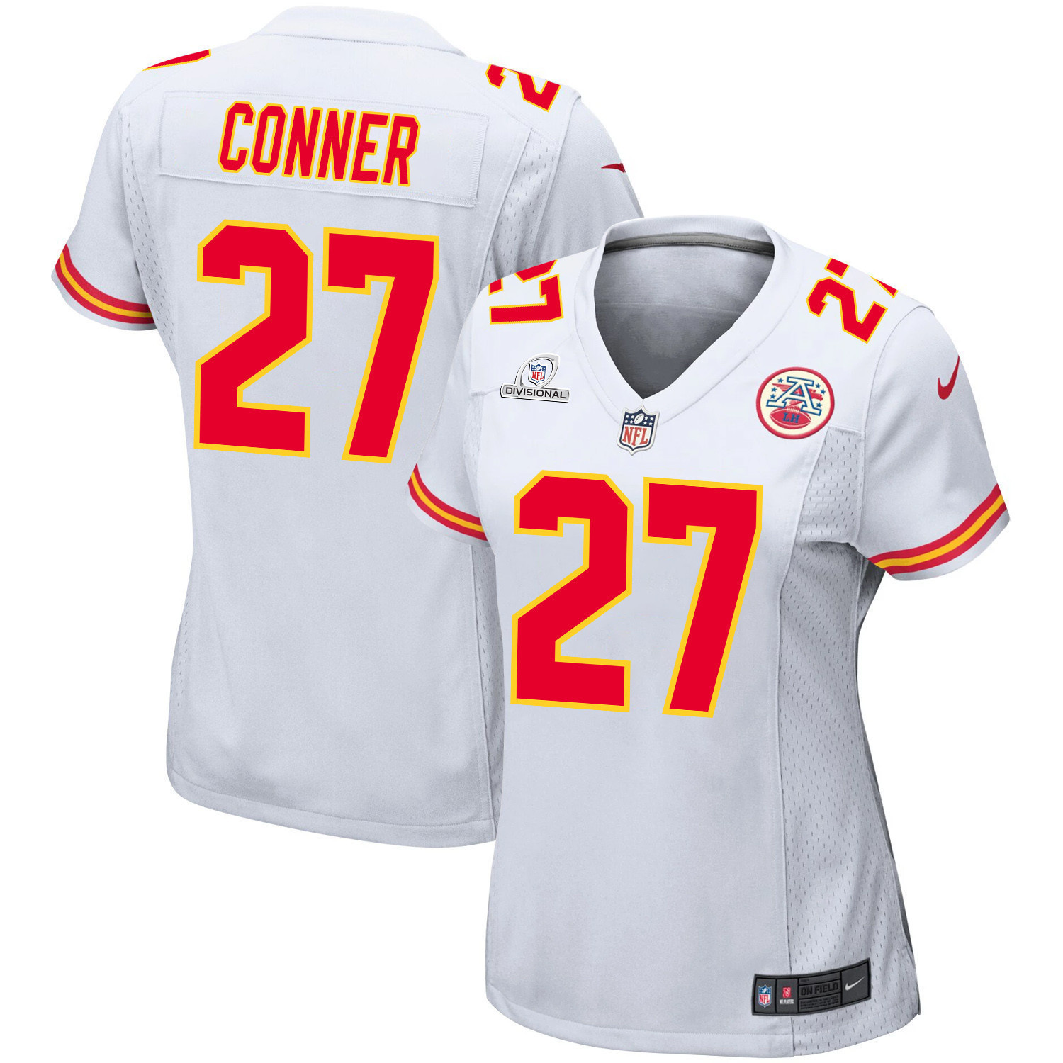 Chamarri Conner 27 Kansas City Chiefs Super Bowl LVIII Patch Game Women Jersey - White