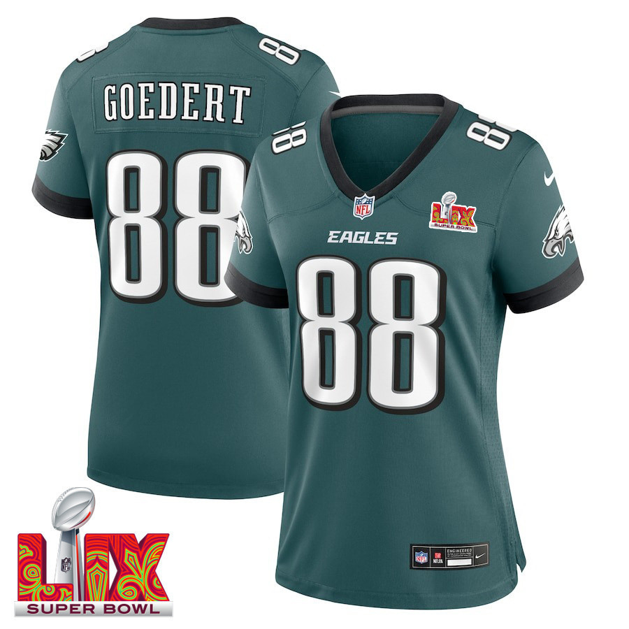 Dallas Goedert #88 Philadelphia Eagles Super Bowl LIX Women's Jersey - Midnight Green