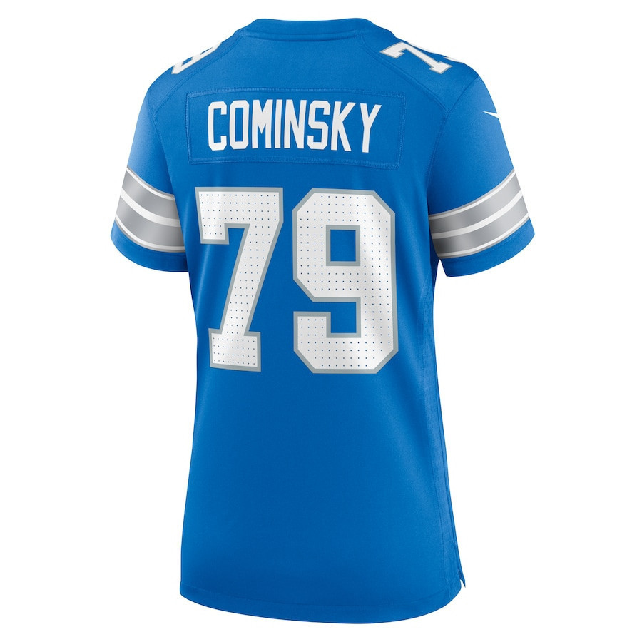 John Cominsky #79 Detroit Lions Super Bowl LIX Women's Jersey - Blue