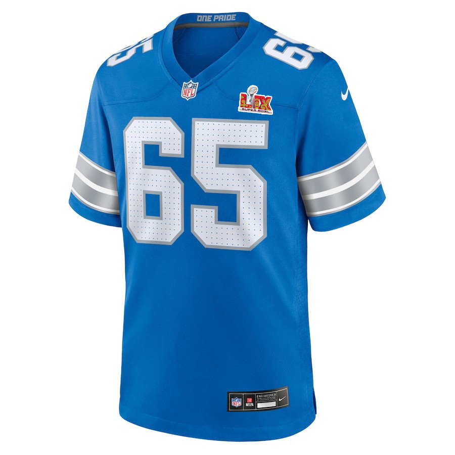 Kingsley Eguakun #65 Detroit Lions Super Bowl LIX Jersey - Men's - Blue