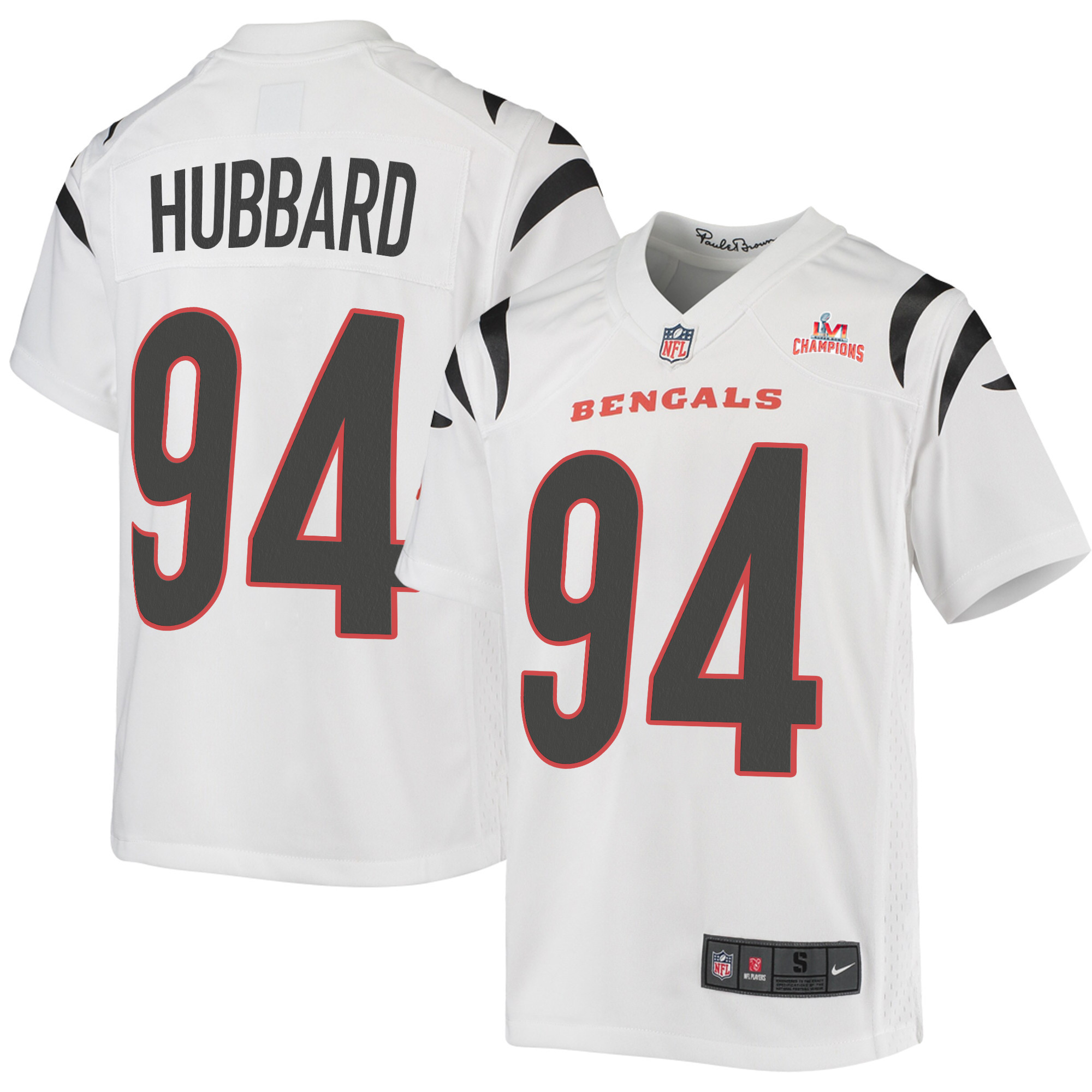 Super Bowl LVI Champions Cincinnati Bengals Sam Hubbard 94 White Youth's Jersey Jersey