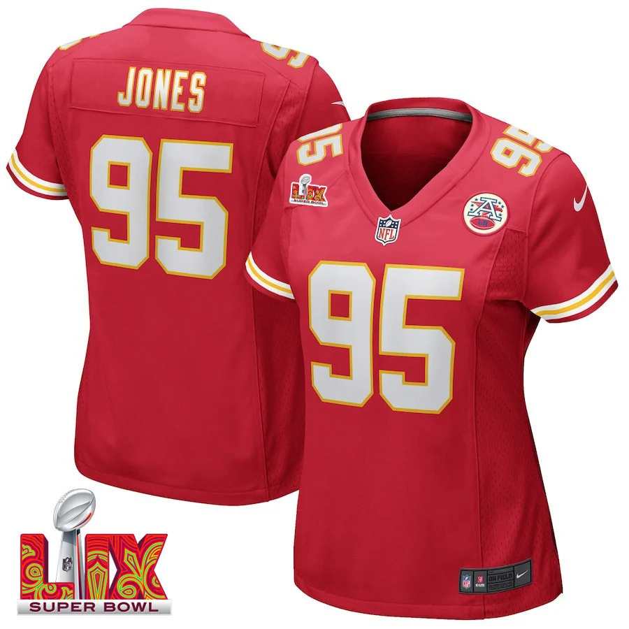 Chris Jones #95 Kansas City Chiefs Super Bowl LIX Women's Jersey - Red