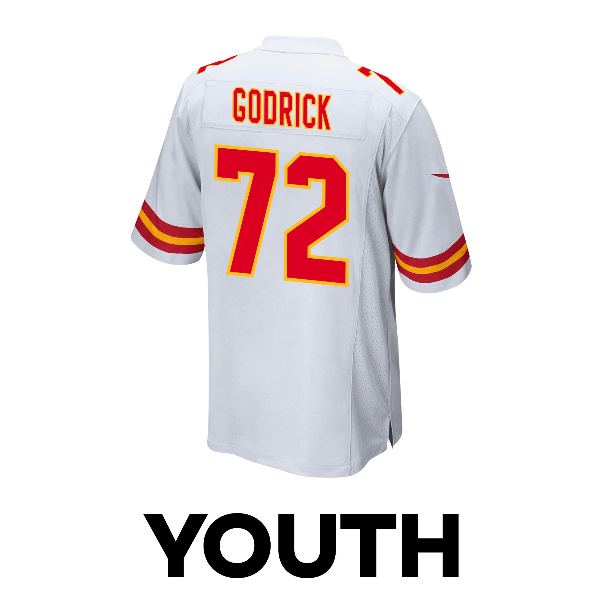 Chukwuebuka Godrick 72 Kansas City Chiefs Super Bowl LVIII Patch Game YOUTH Jersey - White