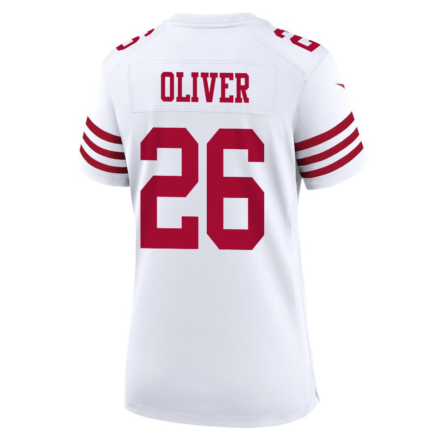 Isaiah Oliver 26 San Francisco 49ers Super Bowl LVIII Patch Game Women Jersey - White