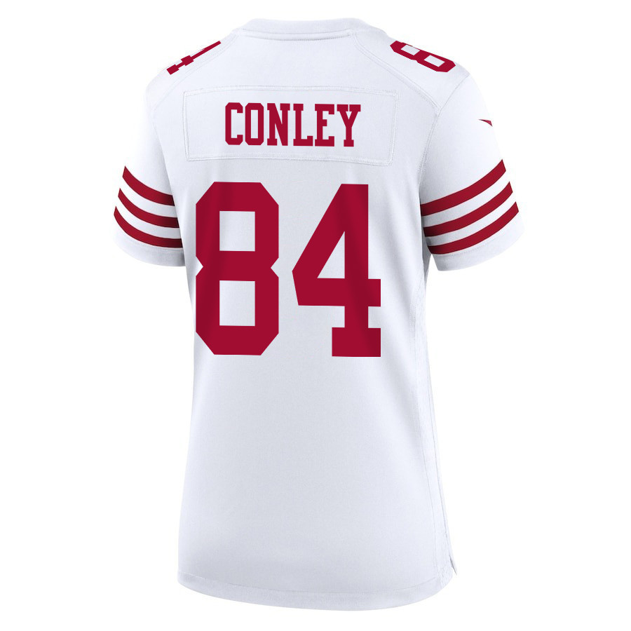 Chris Conley 84 San Francisco 49ers Super Bowl LVIII Patch Game Women Jersey - White