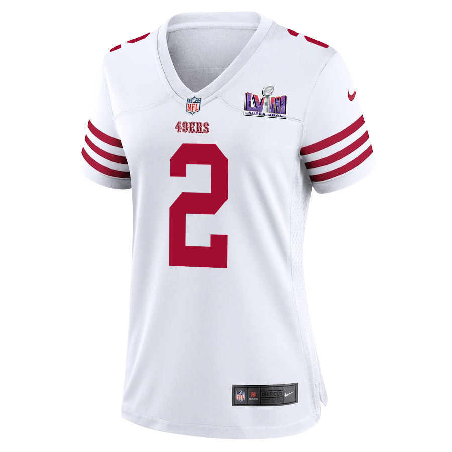 Deommodore Lenoir 2 San Francisco 49ers Super Bowl LVIII Patch Game Women Jersey - White